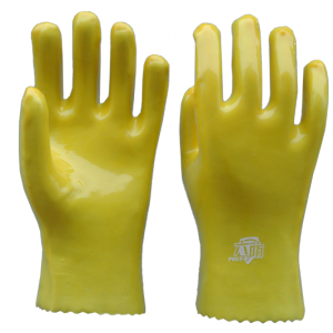Yellow dip plastic gloves-906